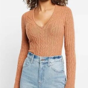 Express Cable Knit Sweater in Rust